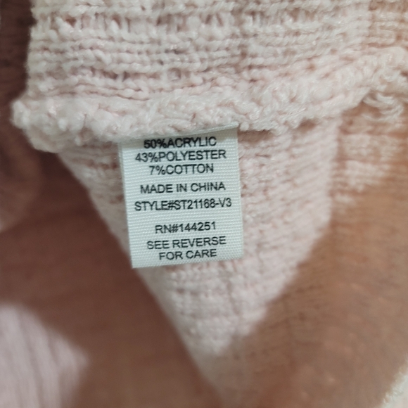 Jessica Simpson Pink Textured Knit Pearl Button Cropped Cardigan Sweater Jacket - Picture 6 of 6